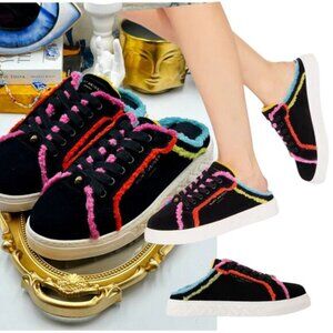 🆕 KURT GEIGER LONDON 🧿 NWOT Kensington Cupsole Mule Sneaker, Black Multi - 38